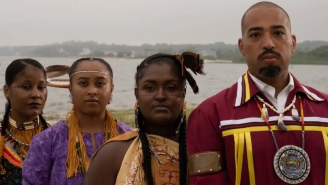 Members of the Shinnecock Indian Nation, from left to right, Sunshine Gumbs, Celeste Inez, Chenae Bullock and tribal Chair Bryan Polte.